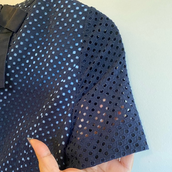 Line - Korean Women’s Navy Blue Eyelet Dress (Size: 66 Korean about US Size: 6) - Picture 8 of 16